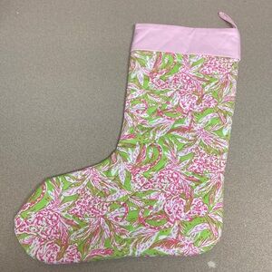 Lilly Pulitzer Floral Christmas Stocking with Pink Trim